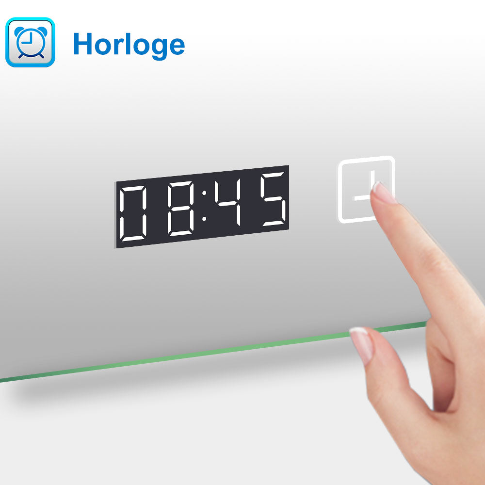 Horloge Miroir LED - Réveil Design Transparent Réglable | Pour Bureau, Chambre, Salle De Bain, Cuisine - 8