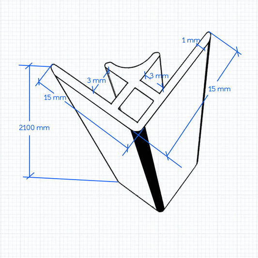 Océan Profilé d’Angle en V Aluminium – Raccordement à 90° pour Panneaux de Douche – Blanc (210 cm)