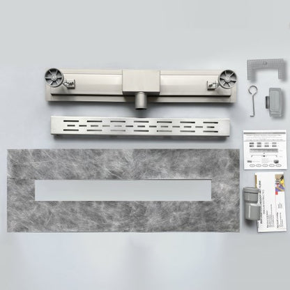 OCEAN Caniveau de Douche Italienne en Inox Modèle Linéaire Plat 40-120cm