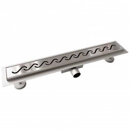 OCEAN Caniveau de Douche Italienne en Inox Modèle Vagues Plat 60-90cm
