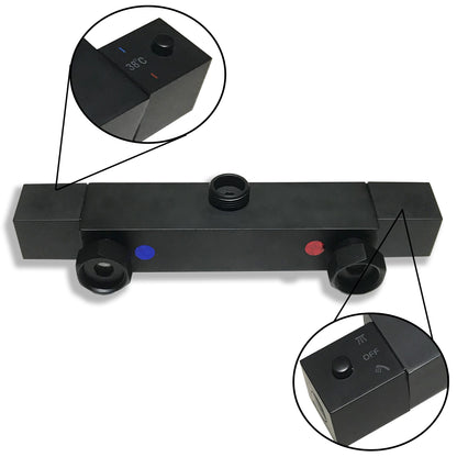 Océan Colonne de Douche Thermostatique 38? Barre 80-120cm Noir Mat, Pommeau de Douche pour Salle de Bains