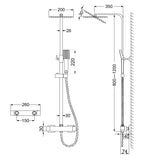 Océan Colonne de Douche Thermostatique 38℃ Barre 80-120cm Noir Mat, Pommeau de Douche pour Salle de Bains