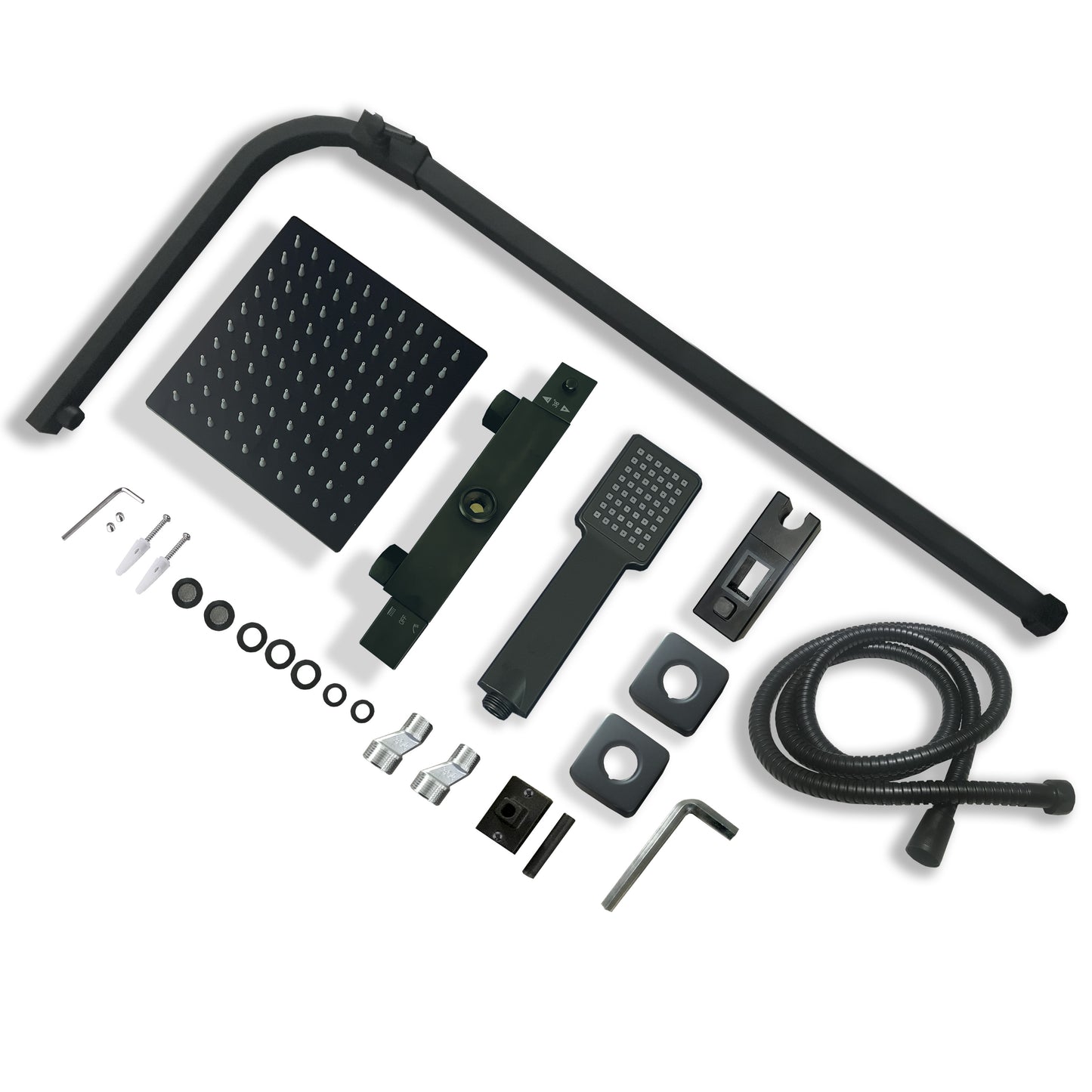 Océan Colonne de Douche Thermostatique 38? Barre 80-120cm Noir Mat, Pommeau de Douche pour Salle de Bains