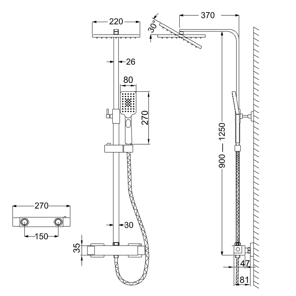 Pommeau De Douche Noir Mat Carre Economique