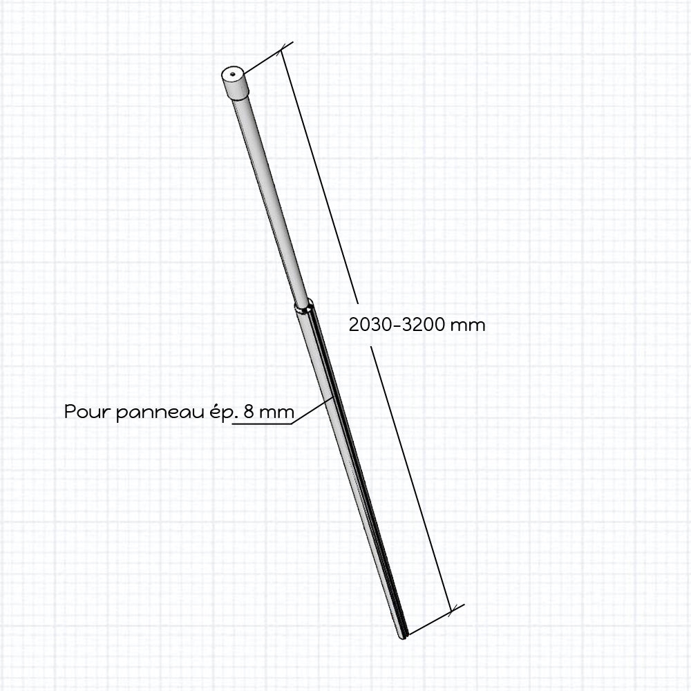 Maintien Vertical Universel pour Panneau 8mm | Télescopique 203-320 cm | Océan