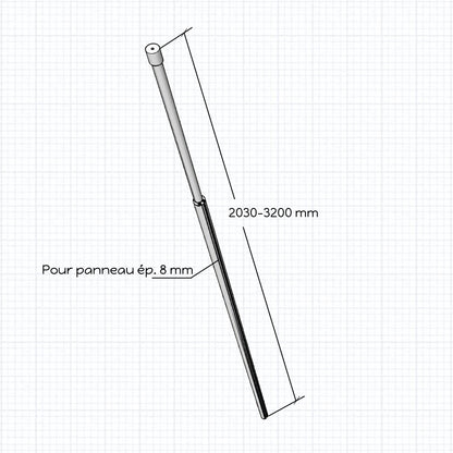 Maintien Vertical Universel pour Panneau 8mm | Télescopique 203-320 cm | Océan