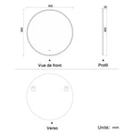 LED Miroir rond de salle de bain anti-buée tactile + lumière blanche froide 90/100/120cm