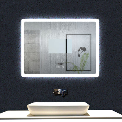 Horloge miroir avec Bluetooth et anti-buée led tricolore de salle de bain multi-tailles