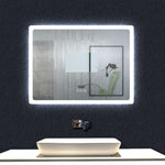 Horloge miroir avec Bluetooth et anti-buée led tricolore de salle de bain multi-tailles