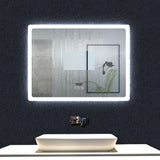 Horloge miroir avec Bluetooth et anti-buée led tricolore de salle de bain multi-tailles