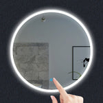 LED Miroir rond de salle de bain anti-buée tactile + lumière blanche froide 90/100/120cm