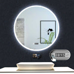 Horloge et rond miroir de salle de bain LED tricolore anti-buée 60/70/80cm