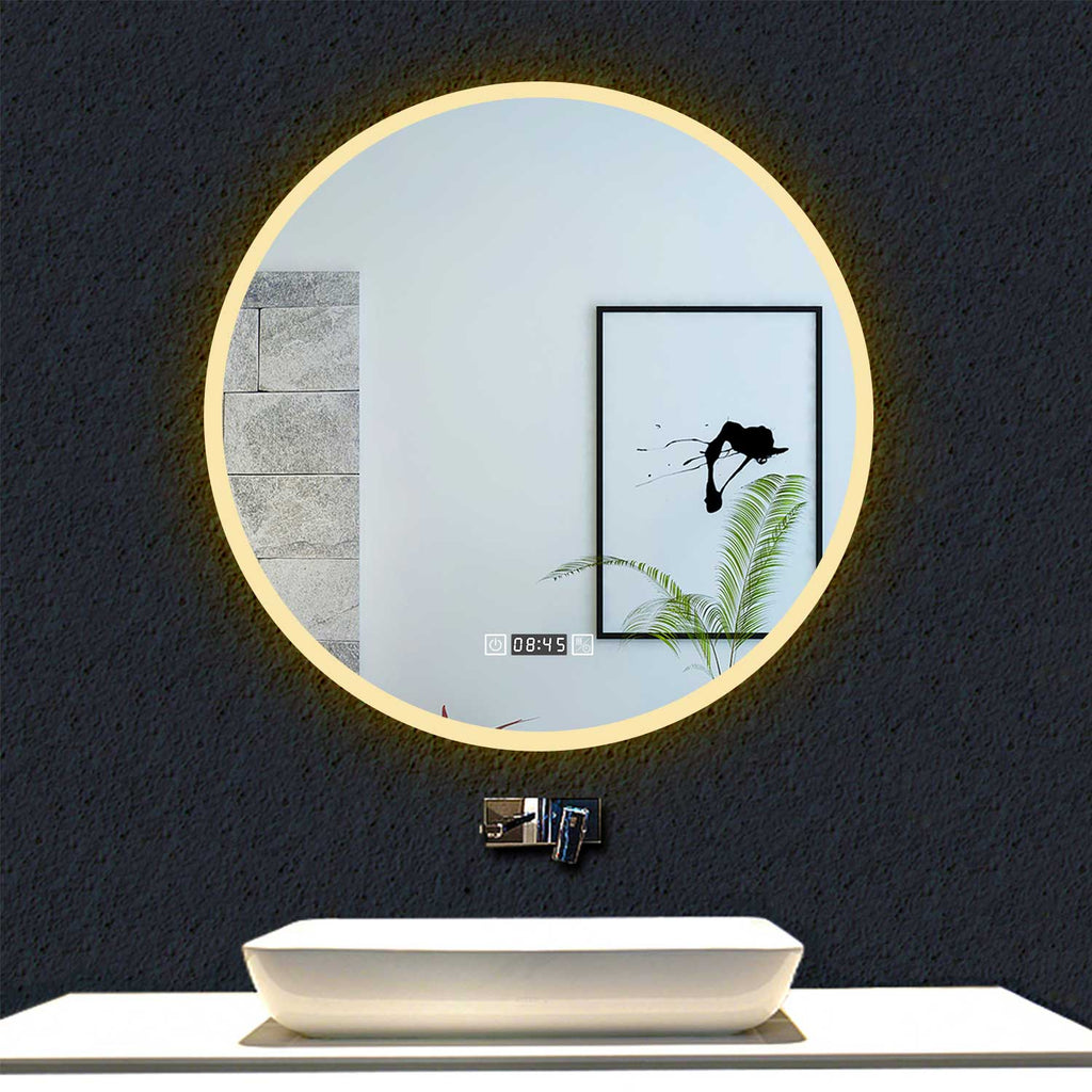 JWZQ Miroir Salle de Bain Rond LED Or/Noir, 40cm, 50cm, 60cm, 70cm, 80cm,  1x Miroir Lumineux LED de Salle de Bain, IP65,Cadre Aluminium : :  Cuisine et Maison