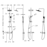 Océan Colonne de douche thermostatique, Douche Pluie, Pomme de douche carrée, Ensembles de robinet de douche, Douche de salle de bain