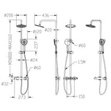 Colonne de Douche Thermostatique Réglable en Hauteur Colonne de Douche Mecanique Kit Set de Douche en Laiton Chromé Solide