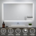 Miroir lumineux 120x70cm avec Anti-buée + Dimmable, Mural Miroir salle de bain