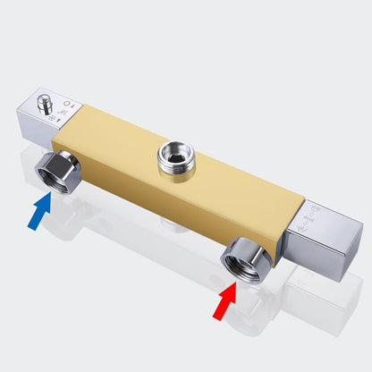 Océan colonne de douche thermostatique carrée 20*20cm, corps en laiton, hauteur réglable, argent-2