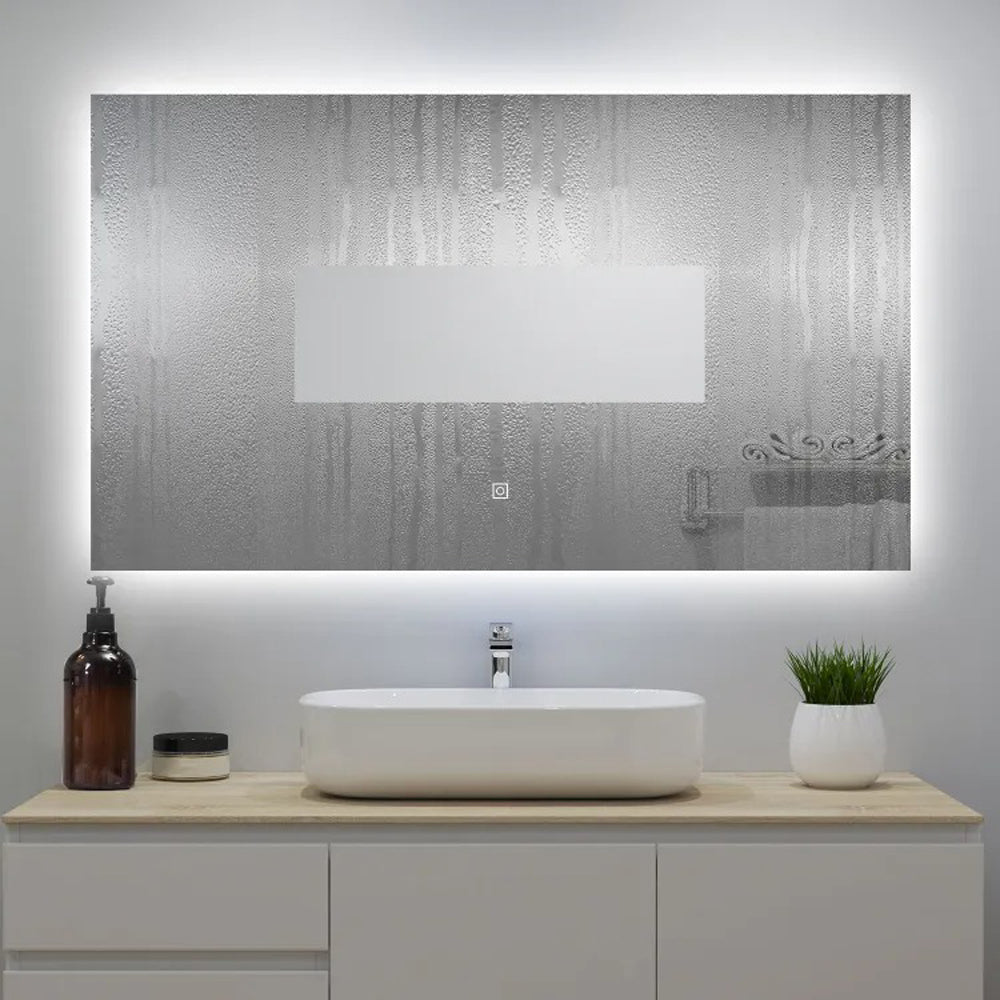 Miroir lumineux 100x60cm avec Anti-buée + Dimmable, Mural Miroir salle de bain