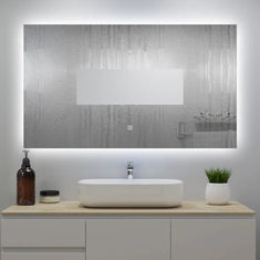 Miroir lumineux 100x60cm avec Anti-buée + Dimmable, Mural Miroir salle de bain