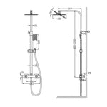 Océan colonne de douche thermostatique carrée 20*20cm, corps en laiton, hauteur réglable, argent-2
