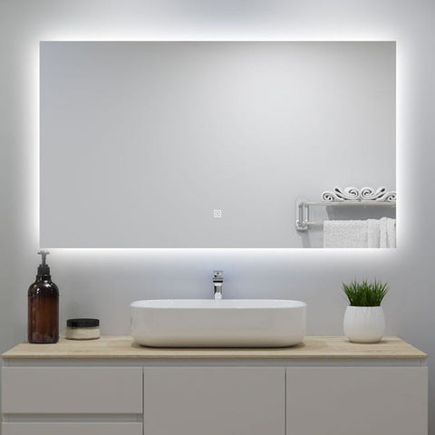 Miroir lumineux 100x60cm avec Anti-buée + Dimmable, Mural Miroir salle de bain