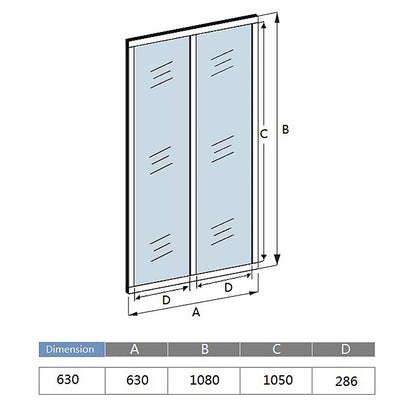 Cloison vitrée Intérieur 63x108cm - Verre Trempé Transparent 4mm, 2 Feuilles Encadrées, Profil en Aluminium Noir Mat, Séparateur Intérieur