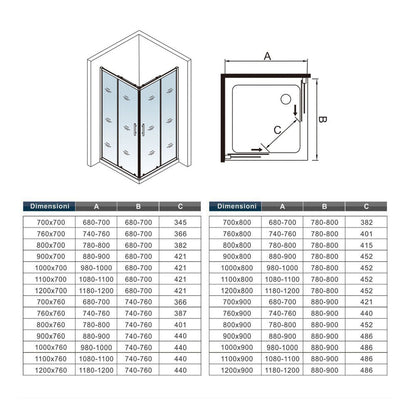 Cabine de douche coulissante l'accès d'angle, Océan cabine de douche carrée H.185cm en verre anticalcaire