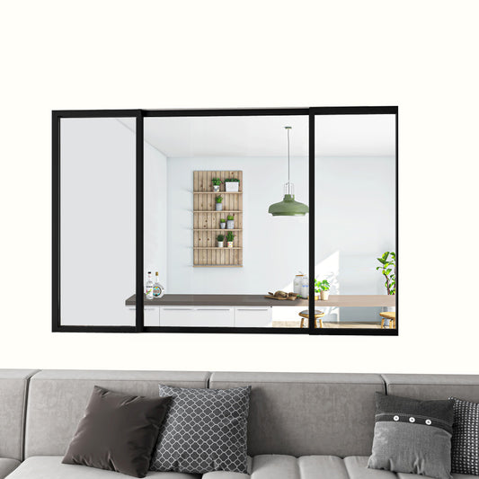 Cloison Vitrée Coulissante Intérieure 183x108 cm | Verre Trempé 4 mm | Profil Aluminium Noir Mat | Diviseur d’Espace Lumineux & Minimaliste