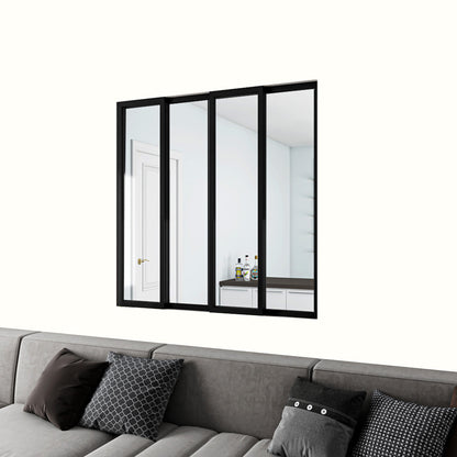 Cloison Vitrée Coulissante Intérieure 123x108 cm | Verre Trempé 4 mm | Profil Aluminium Noir Mat | Diviseur d’Espace Lumineux & Minimaliste