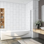 Océan pare-baignoire 120x140cm avec porte-serviette, écran baignoire pivotant et pliant en verre anti-calcaire