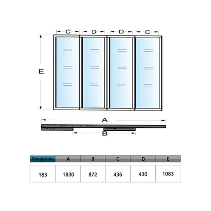 Cloison Vitrée Coulissante Intérieure 183x108 cm | Verre Trempé 4 mm | Profil Aluminium Noir Mat | Diviseur d’Espace Lumineux & Minimaliste