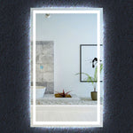 Ocean Miroir de salle de bain, commutateur tactile, avec fonction LED et anti-buée, Modèle carré