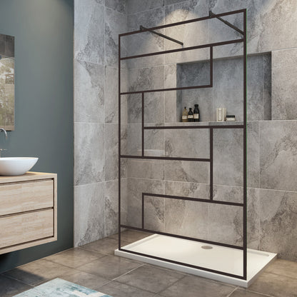 paroi de douche l'accès des deux côtés douche à l'italienne avec 2 barres extensibles ronds