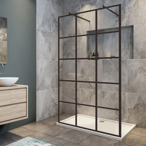paroi de douche l'accès des deux côtés douche à l'italienne avec 2 barres extensibles
