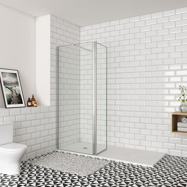 Océan paroi de douche 50-160cm + paroi latérale à l'italienne 50cm avec un retour pivotant et une barre stabilisateur extensible : 73-120cm