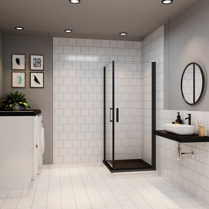 Ocean cabine de douche pivotante noir verre anticalcaire en 8mm hauteur 200cm