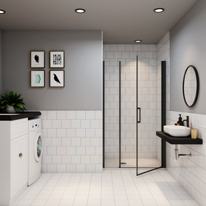Ocean porte de douche pivotante avec un élément fixe Profilé noir mat Hauteur 200cm