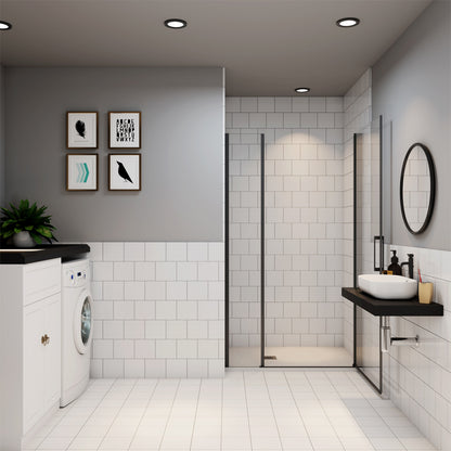 Ocean porte de douche pivotante avec un élément fixe Profilé noir mat Hauteur 200cm