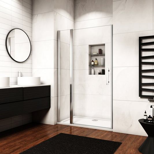 Océan Porte de douche pivotante 100-130x187/197 cm en verre anti-calcaire installation en niche