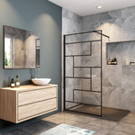 Océan paroi de douche noire 70-140x200cm sérigraphie noire en verre anticalcaire livré avec une barre extensible 73-120cm