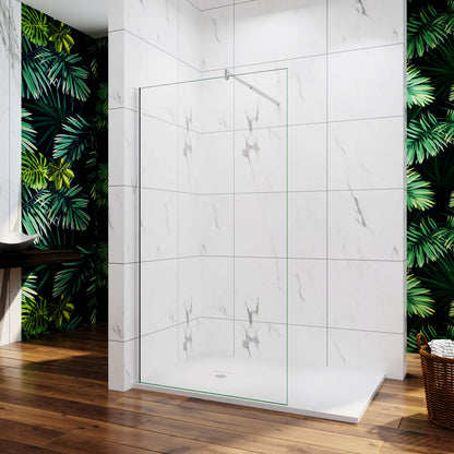 Paroi de douche en 10mm verre avec vitrification nano anticalcaire livré avec une barre de extensible 70-120cm