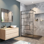 Océan paroi de douche noire 70-140x200cm sérigraphie noire en verre anticalcaire livré avec une barre extensible 70-120cm