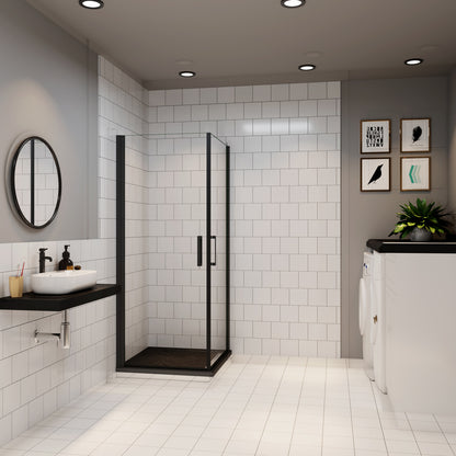 Ocean cabine de douche pivotante noir verre anticalcaire en 8mm hauteur 200cm