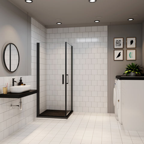 Ocean cabine de douche pivotante noir verre anticalcaire en 8mm hauteur 200cm