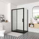 OCEAN cabine de douche 100-160x80x195cm profilé noir mat en verre anticalcaire avec le système soft-close