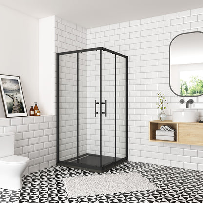 OCEAN cabine de douche 200cm profilé noir mat en verre anticalcaire