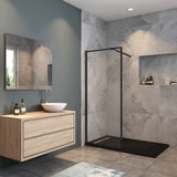 Océan paroi de douche noire 80-140x200cm noire en verre anticalcaire livré avec une barre extensible 73-120cm