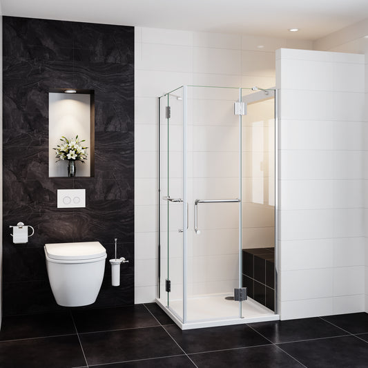 Océan cabine de douche, 2 portes de douche à charnière avec une porte-serviette,verre sécurit anticalcaire,différentes dimensions