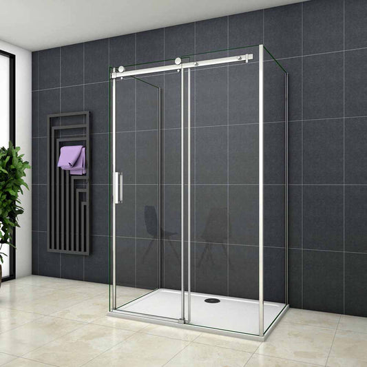 Cabine De Douche Coulissante en forme U une porte de douche avec 2 paroi latérales hauteur:195cm