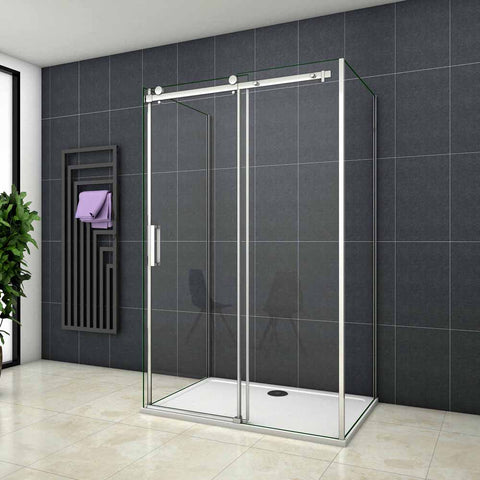 Cabine De Douche Coulissante en forme U une porte de douche avec 2 paroi latérales hauteur:195cm